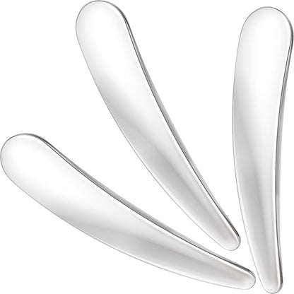 3PCS Mini Makeup Cosmetic Spatula, Reusable Metal Makeup Spatulas Skincare Spoon, Facial Cream Mask Applicator Scoop, Mild Beauty Tools for Mixing, Sampling Face Eye Cream - Silver