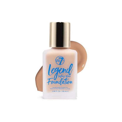 W7 Legend Foundation - Creamy Liquid Foundation for Poreless, Semi-Matte Medium Coverage - 28ml (Toffee)