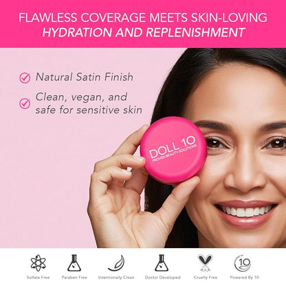 Doll 10 Peptide Bounce Balm Foundation™ – Hydrating, Age-Defying Foundation for Older Women, All Skin Types – Vegan, Clean, Natural, Medium Buildable Coverage, Blurs Fine Lines - [Light]