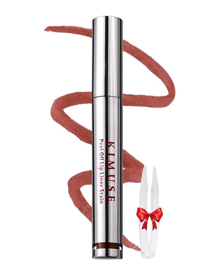 KIMUSE Lip Stain Peel Off, Lip Stain & Liner All In One, Peel Off Lipstains With Tweezer, Waterproof, Long Lasting, Natural Matte Finish