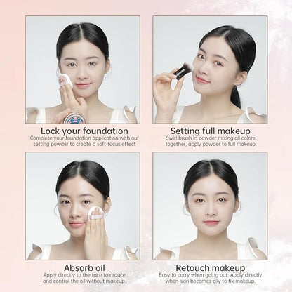 CATKIN Loose Setting Powder - Translucent Shimmer Finishing Powder, 3 Colors Even Skin Tone, Oil Control Makeup Pore Minimizing Powder with Velour Puff (0.42oz, C03 Shimmer for Dry Skin)