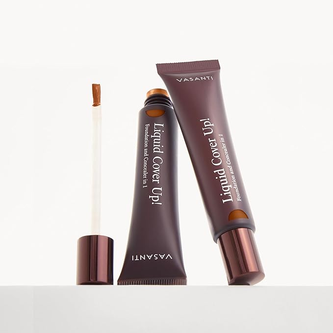 VASANTI Oil-Free Foundation & Concealer in 1 - Liquid Cover-Up (V10) Full Coverage Lightweight Long Lasting Paraben-Free Leaves Skin Glowing and Radiant