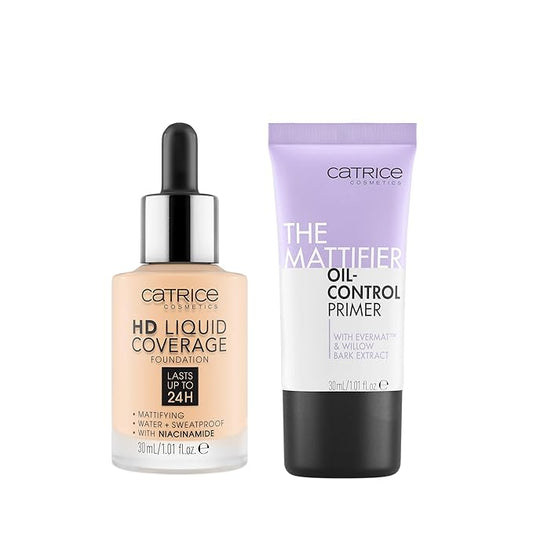 Catrice | HD Foundation 02 & The Mattifier Oil-Control Primer | Full Coverage Makeup | Vegan & Cruelty Free