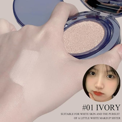 Air Cushion Cream, Face Makeup Foundation for Mature Skin Moisturizing Concealer Brighten Long-Lasting, Even Skin Tone for All Skin Types,With Replacement Core (01, ivory white)