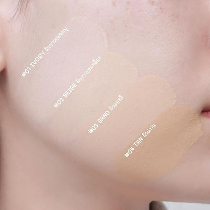 MakeupxSewa Cushion Glassy Matte Retouch SPF50 PA+++ Matte Look 4 shades, Travel Size (02 BEIGE, 7g.x 6 sachets)