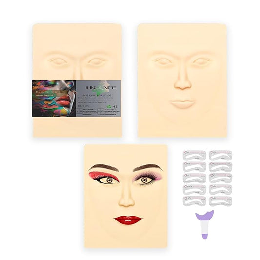 Makeup Practice Face - 3D Silicone Head with Realistic Skin, Pro Cosmetic Training Model for Eyebrow/Lip/Foundation, Salon & Home Use (Students/Artists)