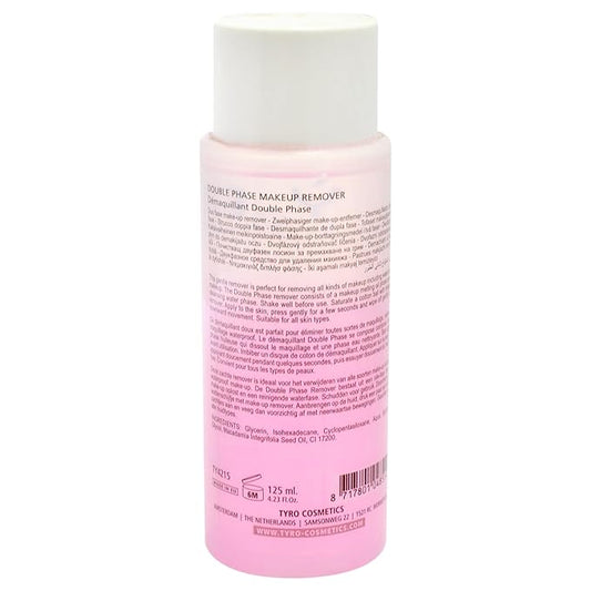 TYRO Double Phase Makeup Remover - Perfect For Removing All Kinds Of Makeup Including Waterproof Makeup - Consists Of A Makeup Melting Oil Phase And A Cleansing Water Phase - 4.23 Oz