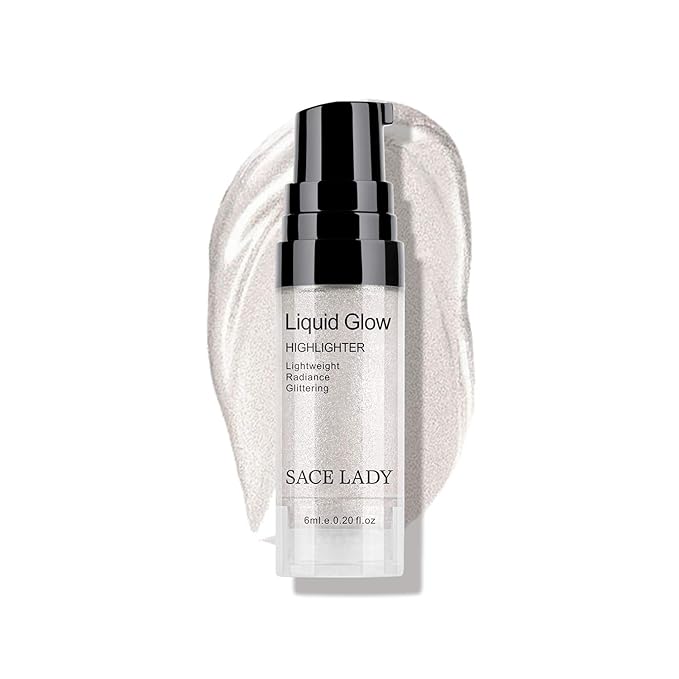 SACE LADY Liquid Pearl Highlighter Makeup Shimmer and Shine Ultra-Smooth Radiant Illuminator For Face Cheekbone Body Glow Bronzer Glitter Illuminating Highlighters Makeups, 0.2Fl Oz