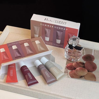 Mini Lip Butter Lip Gloss set, Smooth, Hydrating, Non-Sticky Lip Gloss for Soft and Supple Lips, Perfect for Travel & Gifts (Set A, S)