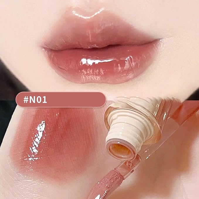 Ice Watery Lip Gloss, Iron Tinted Lip Tint, Jelly Hydrating Moisturizing Nonstick Tinted Gloss Oil (#N03 Guava)