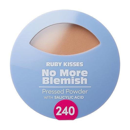 Ruby Kisses No More Blemish Face Powder with Salicylic Acid Korean Makeup Matte Finish Full Coverage Pressed Powder (Golden Beige)