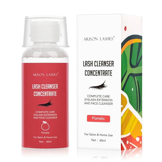 Eyelash Cleanser Concentrate 60ml Professional Lash Extensions Shampoo Natural Foaming Cleanser for Extensions Lashes with Salon Home Care-Makes 12 Bottles 60ml Eyelash Shampoo (pomelo)