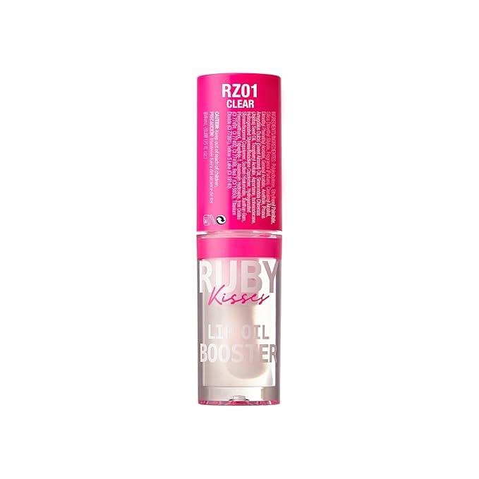 Ruby Kisses Lip Oil Booster, Hydrating Lip Gloss with Nourishing Natural Oil Blend, Jumbo Wand for Easy Application, Non-Sticky Formula (Clear)
