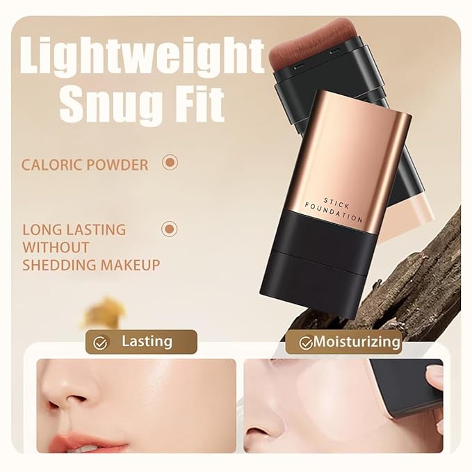 2 In 1- Luxury Anti-Wrinkle Foundation Stick, Korea Flawless Eraser Foundation Stick With Brush, Double Head Foundation Make-Up Stick, Multi-use Foundation Stick Makeup (Brilliant White-01)