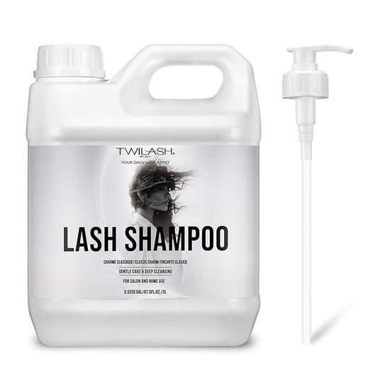 Lash Shampoo Bulk, Eyelash Cleanser for Extensions 2 Liters, Dispenser Pump, Non-irritating or Burning Eyelid Foaming Cleanser for Professional Salon and Home Use (Classic Charm-2L)