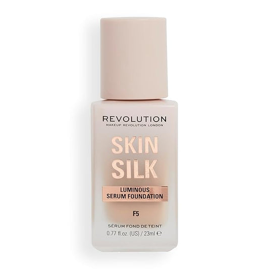 Revolution, Skin Silk Serum Foundation, Light to Medium Coverage, Lightweight & Radiant Finish, Contains Hyaluronic Acid, F5 Light Skin Tones, 0.77 fl oz