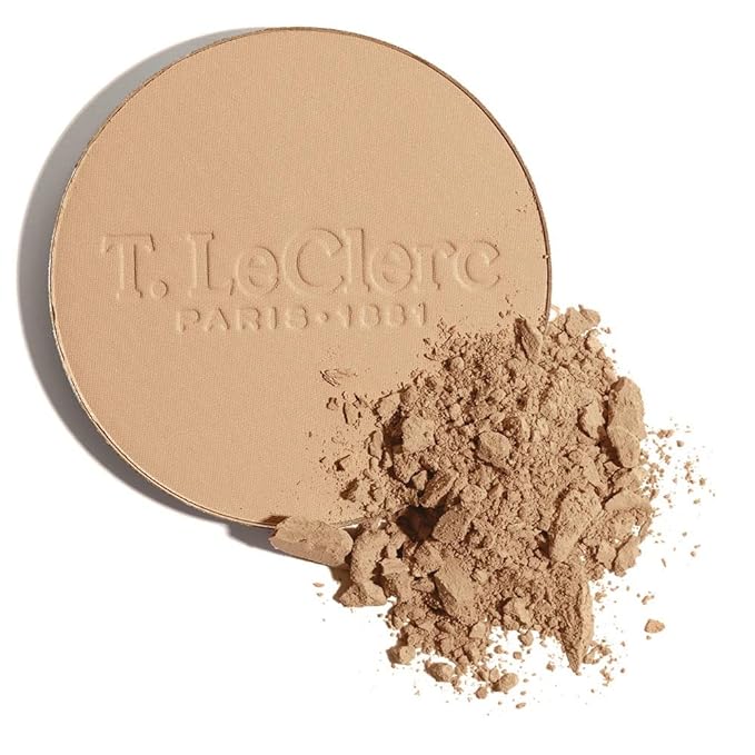 T.LeClerc Rice Compact Powder – Anti-Aging Pressed Powder with Brown Rice Ferment – Long-Lasting Natural Matte Finish – Moisturizing | Non-Comedogenic Face Powder (SAHARA, 9G)