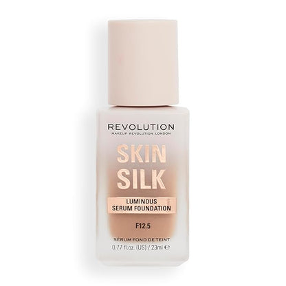 Revolution, Skin Silk Serum Foundation, Light to Medium Coverage, Lightweight & Radiant Finish, Contains Hyaluronic Acid, F12.5 Medium Skin Tones, 0.77 fl oz