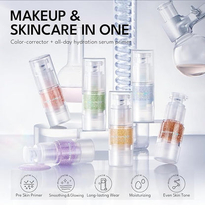 Primer, 2 in 1 All Day Hydration And Color Corrector Primer for Face Dry Skin Before Makeup, Lightweight, Tackle Dryness and Flaking with Dewy Look, Blue - Tone Up Perfector