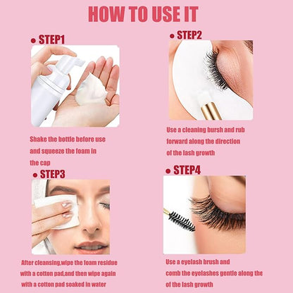 Eyelash Extension Shampoo 500ml Lash Extensions Shampoo Eyelid Foaming Cleanser Paraben & Sulfate Free Non-Irritating for Professional Salon and Home Use