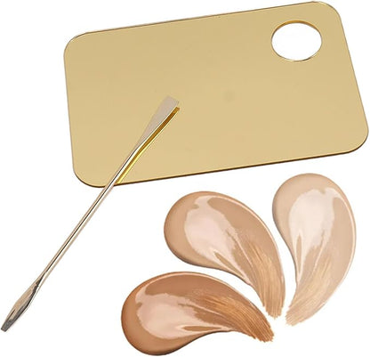 Gold Makeup Mixing Palette Acrylic Palette with Spatula for Mixing Makeup Cream Nail Art