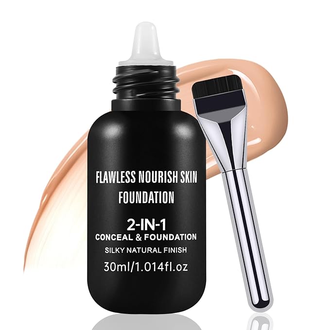 Boobeen Matte Liquid Foundation for Women, Long Lasting Full Coverage Foundation Makeup, Face Natural Finish with Makeup Brush