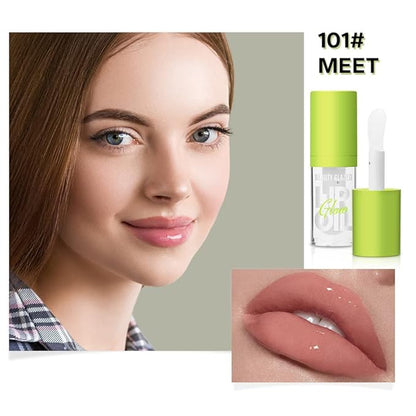 Beauty Glazed Big Brush Head Lip Oil, Ultra-Hydrating & Nourishing, Smooth Glossy Finish Lip Glow Oil, Shiny and Vegan Tinted Lip Gloss, Non-Sticky Formula (4, 101# 102# 105# 107#)