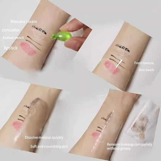 BLUE LOVE 3Pcs Disposable Granules Plant Cleansing Oil for Face, Makeup Remover and Skin Care Makeup Removal