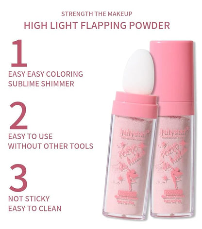 GL-Turelifes Polvo De Hadas Hightlighter Stick Puff Fairy Bomb Stick Glitter Loose Powder Highlight Contouring Powder Shimmer for Eyes, Face, Body Brighten Makeup(P03 wheat)