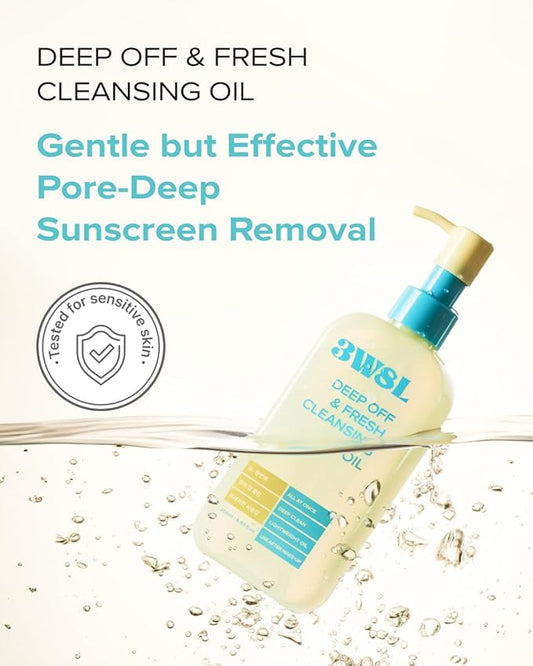 3W8L Deep Off & Fresh Cleansing Oil, Sunscreen remover, Oil Cleanser for Face, Jojoba oil, Deep cleansing, Make up blackhead pore remover, korean skin care, zero irritation on eyes