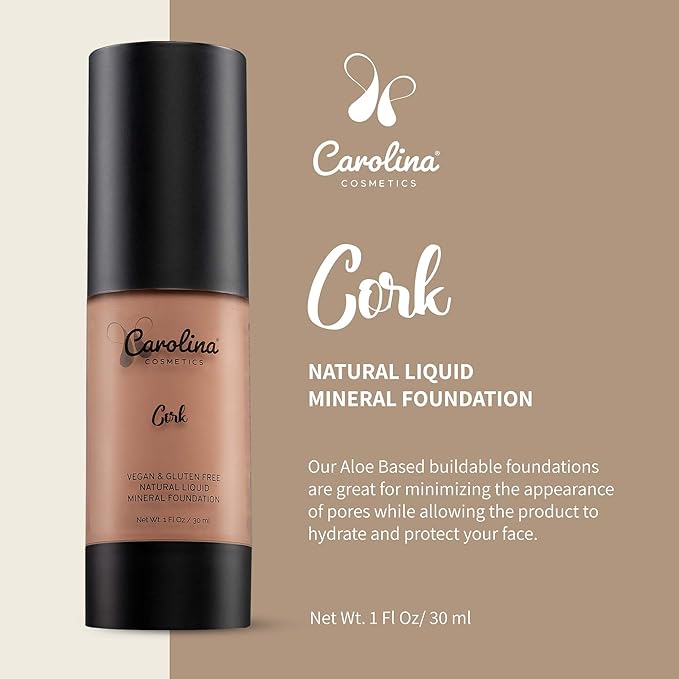 Foundation in Cork Shade Plant-Based - Hydrating, Pore-Minimizing & Buildable Coverage - Vegan, Non-GMO, Paraben-Free - 1oz