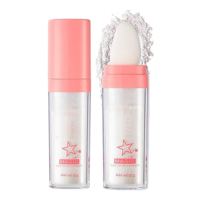 Glitter Powder Highlighter Makeup, Body Brightens the Natural Three-Dimensional Face Blusher Fairy Highlight Patting Powder. (01#White Moonbeam)