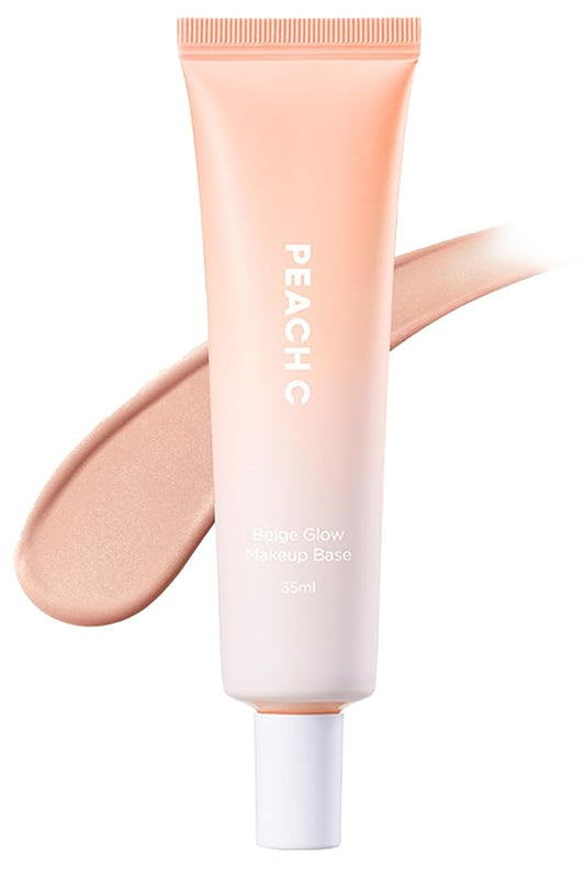 PEACH C Beige Glow Make Up Base - Hydrating, Moisturizing, Illuminating Pearl Make Up Base - Lightweight, Smudge-Proof & Pearly Shimmer Korean Makeup Primer Illuminating Face Cream (1.18 fl oz)