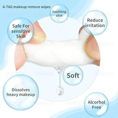 Make-up Remover Facial Cleansing Alcohol Free and Waterproof Makeup Remover Wipes, With Vitamin E Make up Remover Wipes for Face, Eyes, Lips. 25+5 Extra wipes