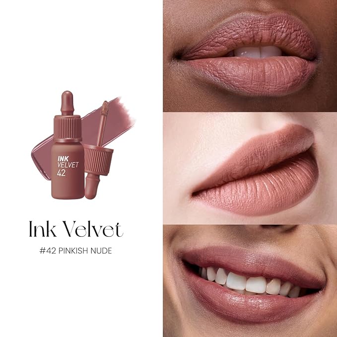Peripera Ink the Velvet Lip Tint - High Pigment Color, Longwear, Weightless, Not Animal Tested, Gluten-Free, Paraben-Free (042 PINKISH NUDE (NEW))