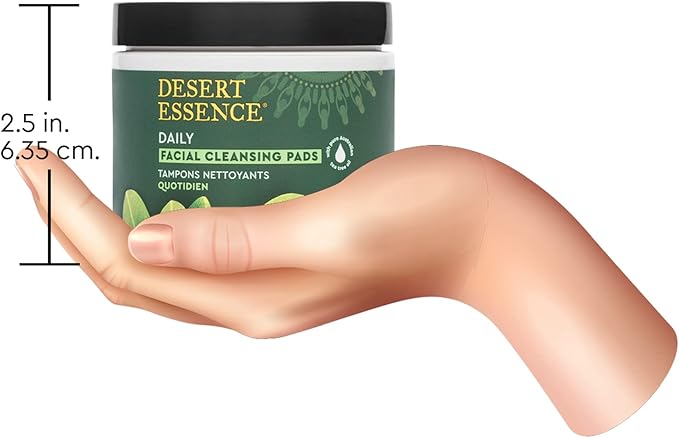 Desert Essence Natural Tea Tree Oil Facial Cleansing Pads - 50 Count - Pack of 3 - Face Cleanser - Soothes & Calms Skin - Makeup Remover Pads - Removes Oil & Dirt - Great for Travel - Essential Oils