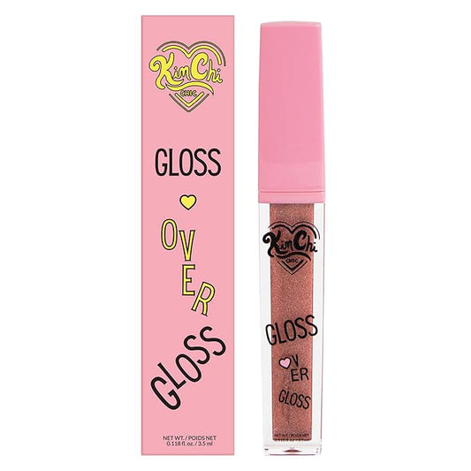 Kimchi Chic Gloss Over Gloss, Shimmery Micro-Sparkle Lip Gloss To Wear Alone Or Over Lipstick, Fragrance-Free Luscious Lip Balm, Mauve With Red Undertones, 04 Nectar, 0.35ml