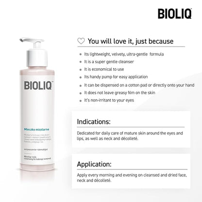 Clean Micellar Milk - Nourishing Skincare with Cottonseed Oil, Rice Milk & Eyebright Extract, Makeup Removal & Dark Circle Reduction - 135ml