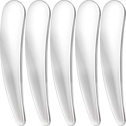 5pcs Mini Metal Makeup Spatula, Reusable Cosmetic Cream Spatulas Spoon, Skincare Scoop Applicator Facial Massage Beauty Tools for Mixing and Sampling Face Eye Cream- Silver