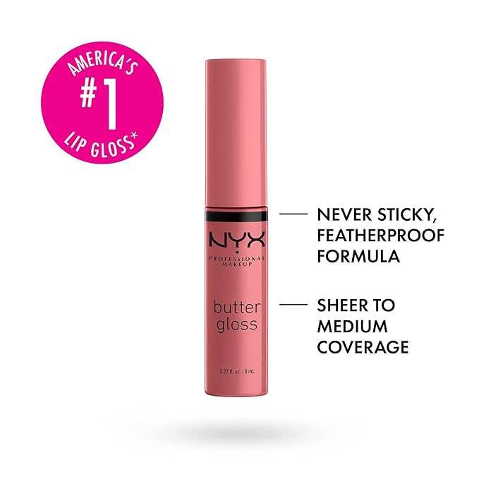 NYX PROFESSIONAL MAKEUP Butter Gloss, Non-Sticky Lip Gloss - Tiramisu (Brown) (Pack of 2)