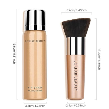 AirBrush Foundation Spray, Silky Mist Spray Makeup Kit with Brush, Full Coverage Foundation for Smooth Radiant Finish, Formula Breathable Lightweight Hydrating | #A01 Ivory