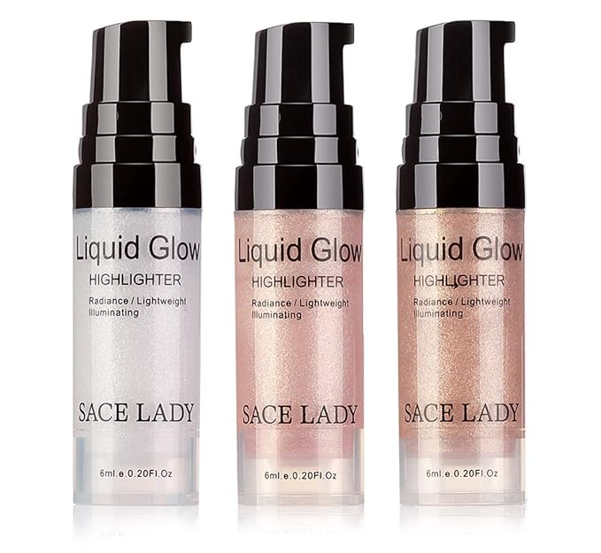 Liquid Highlighter Makeup Face Glow Shimmer and Shine Illuminator 3pcs and Full Coverage Concealer 3pcs for Dark Spots Eye Circles Waterproof Smooth Matte Flawless Finish Cosmetics