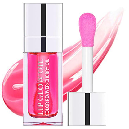 Hydrating Lip Oil for Women, Glossy Color, Transparent Gloss for Nourishing and Making Lips Full, Moisturizing Liquid Tinted Balm for Care, 0.2oz (#007)