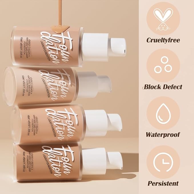Foundation,Matte Foundation Concealer Full Coverage,Natural,Oil-Control &Waterproof Foundation Makeup For Women. (#104, 40ml)