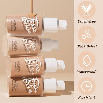 Foundation,Matte Foundation Concealer Full Coverage,Natural,Oil-Control &Waterproof Foundation Makeup For Women. (#102, 40ml)