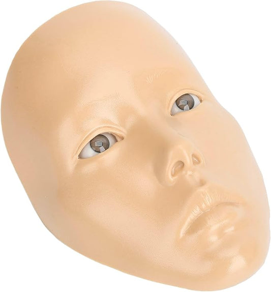 JTLB Makeup Practice Face with Plastic Stand 5D Silicone Full Face Makeup Practice BoardReusable Mannequin Tool for Beginner (White Skin)