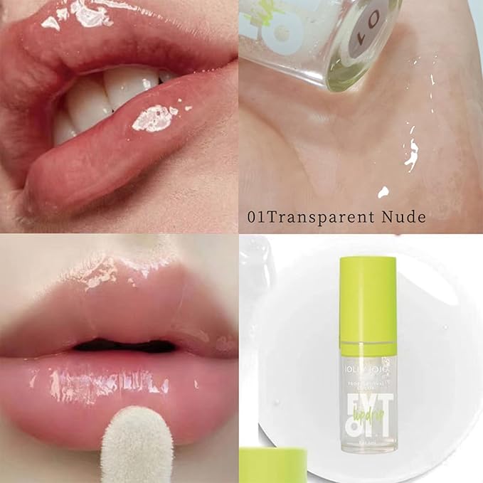 Lip Oil Pack- 5 Colors Tinted Lip Glow Oil Set Plumping Lip Oil Hydrating Transparent Moisturizing Lip Gloss Kit Gift for Girl Women Lip Makeup Care