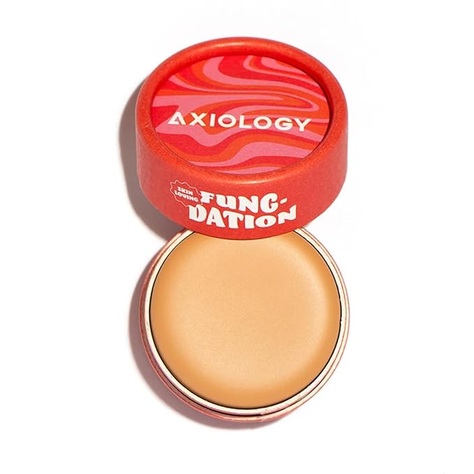 Axiology Fungdation Mushroom Foundation Face Makeup Creamy Wrinkle Defying Minimize Fine Lines Infused with Reishi Deep Hydration Natural Youthful Look Light to Medium Coverage 11.3g (Shade 7)