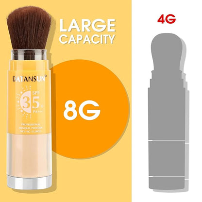 Mineral Powder Sunscreen Setting Makeup - SPF 35 Brush On Sunscreen for Face & Scalp & Hair, Natural Matte Loose Finishing Powder, Oil Control Lightweight Breathable (#01 White)