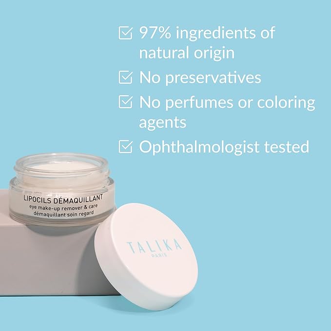 Talika Lipocils Eye Makeup Remover Balm | Eye Cleanser For All Skin Types | Gently removes Mascara, Eyeliner and Brow Gel | Lengthening and Strengthening Lashes and Brows